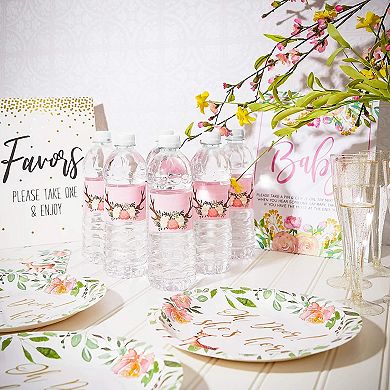 100 Pcs Floral Reindeer Antler Water Bottle Labels For Baby Shower Wedding Decor