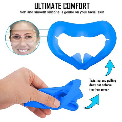 Silicone Face Cover Pad Cushion For Oculus Quest 2 Vr Headset Accessories Blue