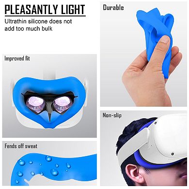Silicone Face Cover Pad Cushion For Oculus Quest 2 Vr Headset Accessories Blue