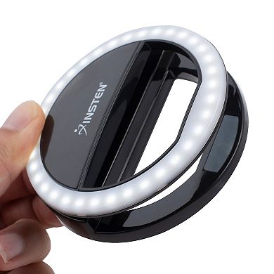 3" Led Selfie Ring Light With Clip, Dimmable, 36 Beads, Battery Powered, Black