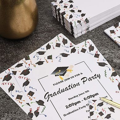 48x Graduation Stationery Paper With Envelopes Set For Writing Letters 8.5 X 11"
