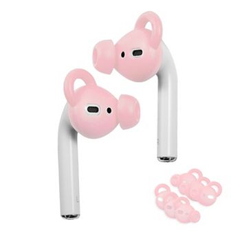 For Airpods 1 & 2 Earbuds Ear Hooks With Eartips Anti-lost Accessories 3x Pink
