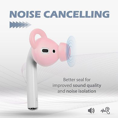 For Airpods 1 & 2 Earbuds Ear Hooks With Eartips Anti-lost Accessories 3x Pink