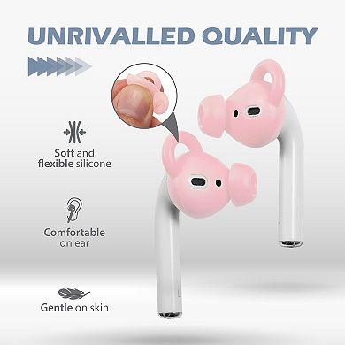 For Airpods 1 & 2 Earbuds Ear Hooks With Eartips Anti-lost Accessories 3x Pink