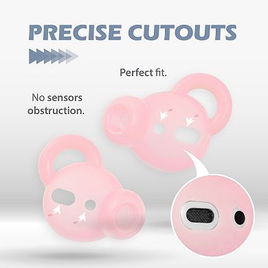 For Airpods 1 & 2 Earbuds Ear Hooks With Eartips Anti-lost Accessories 3x Pink