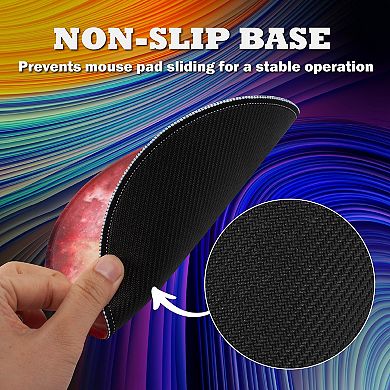 Mouse Pad Round Galaxy Series Gaming Office Gift Idea Stitched Edge Blue Earth