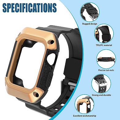 Watch Band Rugged Bumper Case For Watch 40mm Series 6 Se 5 4 Black/gold