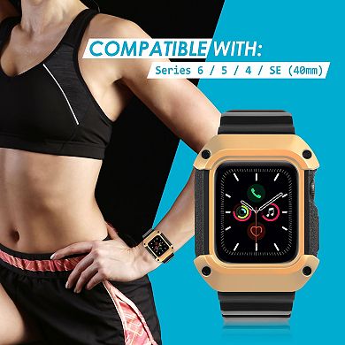 Watch Band Rugged Bumper Case For Watch 40mm Series 6 Se 5 4 Black/gold