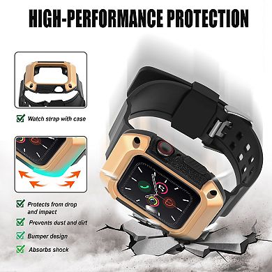 Watch Band Rugged Bumper Case For Watch 40mm Series 6 Se 5 4 Black/gold