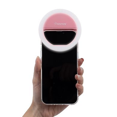3" Led Selfie Ring Light With Clip, Dimmable, 36 Beads, Battery Powered, Pink