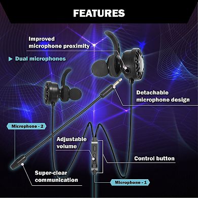 In-ear Pc Music Gaming Headset Headphone Earphone, 3.5mm Stereo For Ps4 Xbox