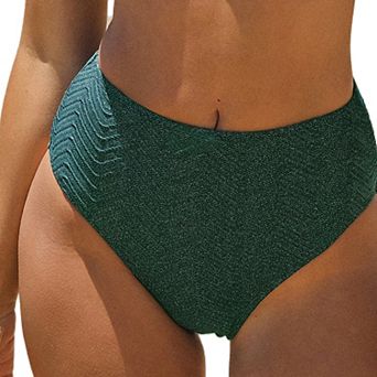 Cupshe Green Wave High Waist Bikini Bottoms
