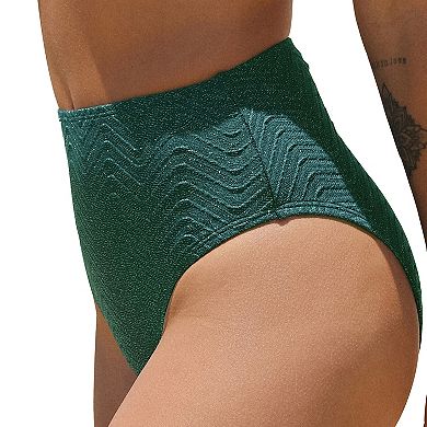 Cupshe Green Wave High Waist Bikini Bottoms
