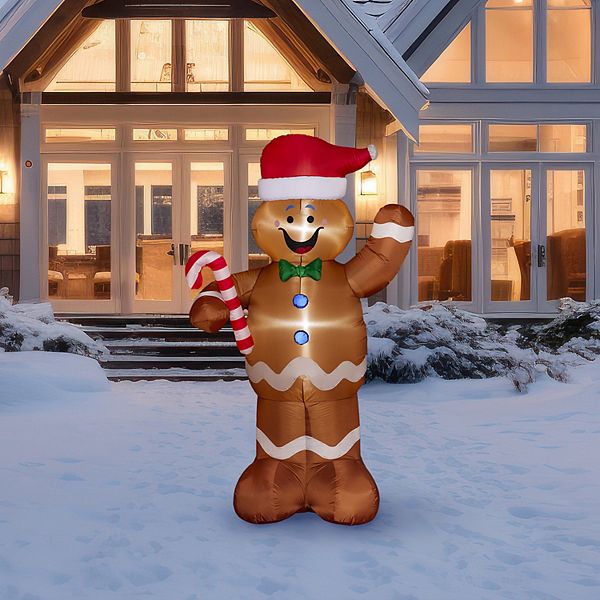 St. Nicholas Square® LED 7 Ft. Gingerbread Man Inflatable Outdoor Decor - Multi