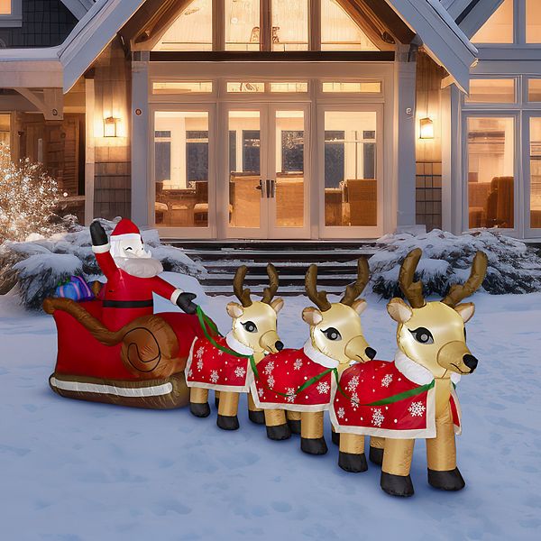 St. Nicholas Square® LED 6 Ft. Santa Sleigh Inflatable Outdoor Decor - Multi