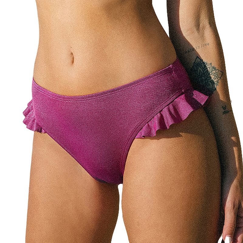 Women's Cupshe Ruffle Hipster Bikini Bottom, Size: Large, Purple