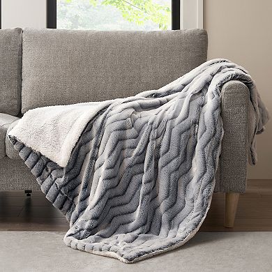 Hotel Suite Micromink Sherpa Reversible Throw Blanket
