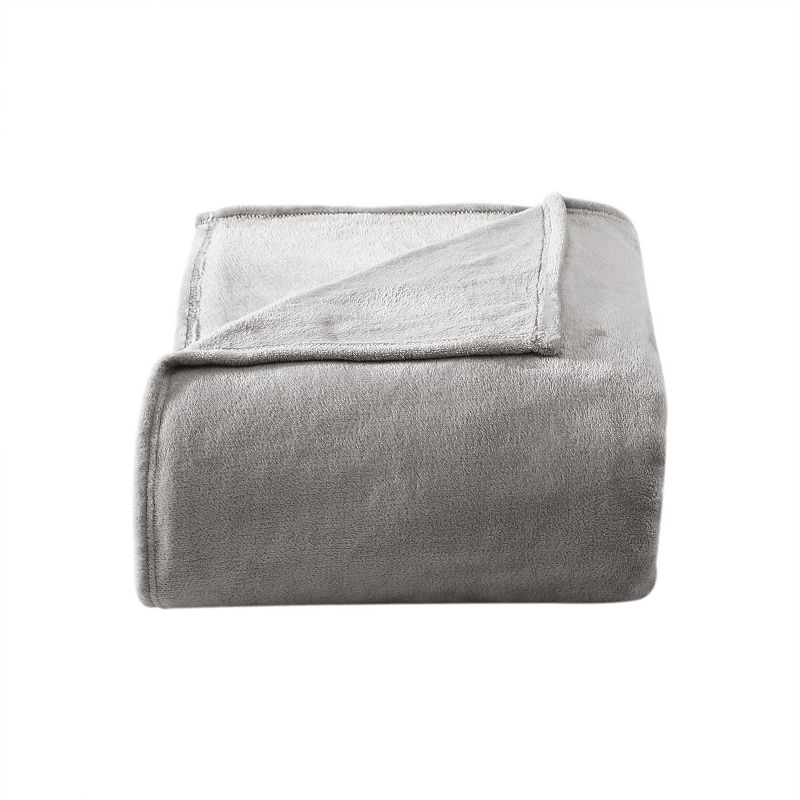 Poppy & Fritz Solid Soft Plush Blanket, Gray