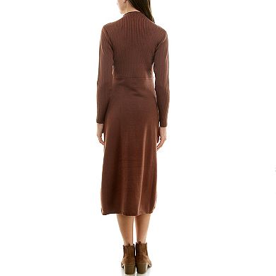Women's Nicole Miller Mockneck Midi Sweater Dress