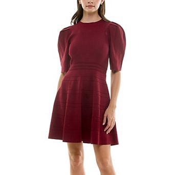 Women's Nicole Miller Fit & Flare Bandage Sweater Dress