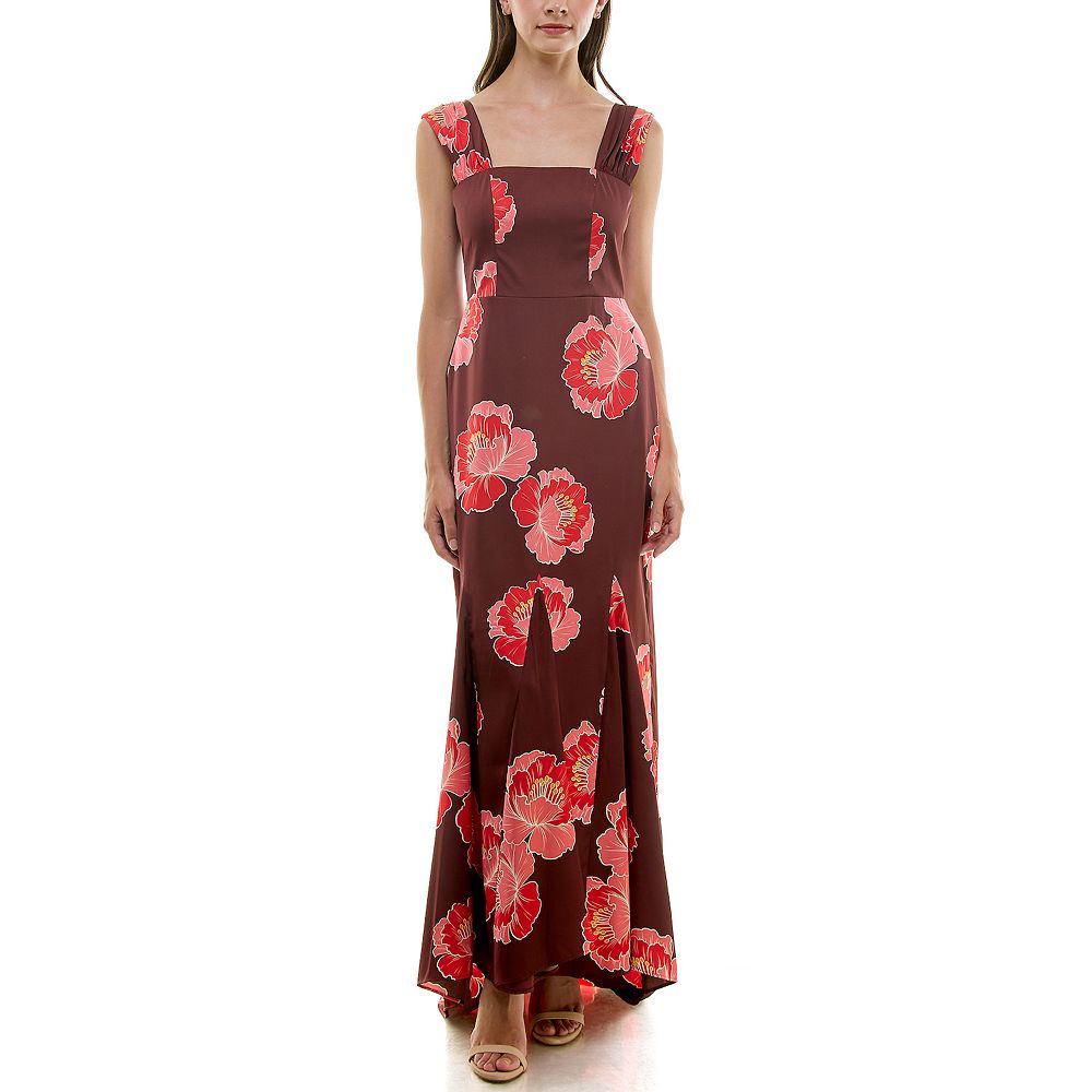 Women's Nicole Miller Gathered Square Neck Maxi Dress