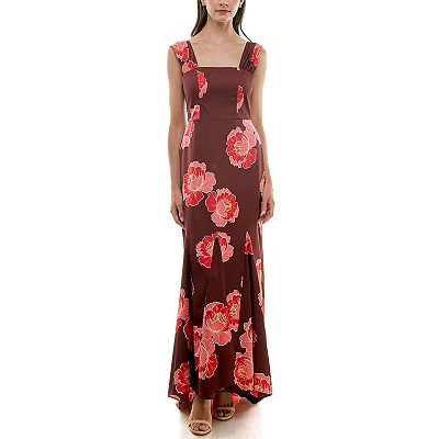 Women's Nicole Miller Gathered Square Neck Maxi Dress