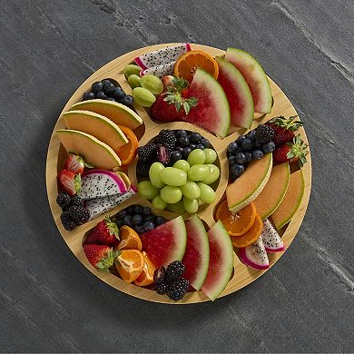 Farberware Build-a-Board 14" Round Bamboo Charcuterie Board with Lid