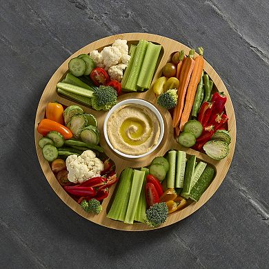 Farberware Build-a-Board 14" Round Bamboo Charcuterie Board with Lid