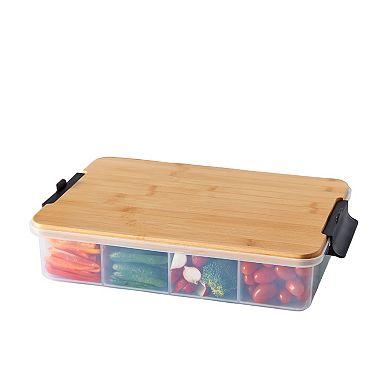 Farberware® 11-Compartment Snackle Box with Locking Bamboo Cutting Board Lid