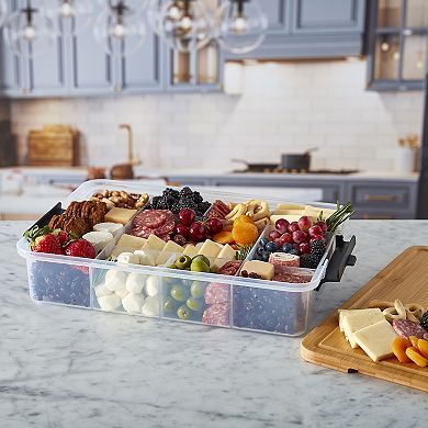 Farberware® 11-Compartment Snackle Box with Locking Bamboo Cutting Board Lid