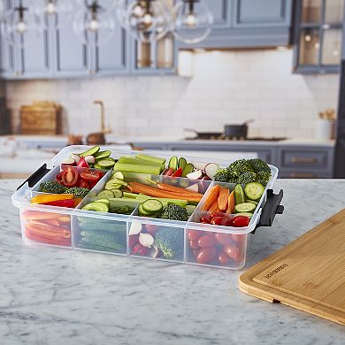 Farberware® 11-Compartment Snackle Box with Locking Bamboo Cutting Board Lid