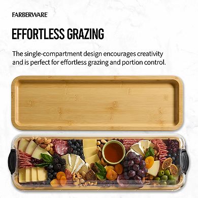 Farberware Build-a-Board 7-in. x 22-in. Rectangle Bamboo Charcuterie Board with Lid