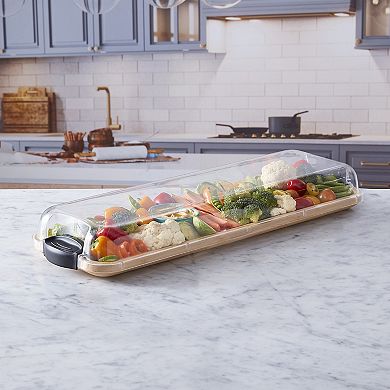 Farberware Build-a-Board 7-in. x 22-in. Rectangle Bamboo Charcuterie Board with Lid