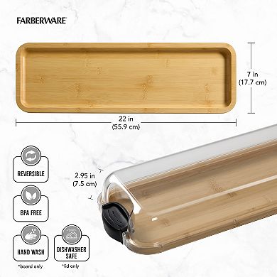 Farberware Build-a-Board 7-in. x 22-in. Rectangle Bamboo Charcuterie Board with Lid