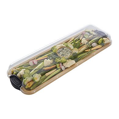 Farberware Build-a-Board 7-in. x 22-in. Rectangle Bamboo Charcuterie Board with Lid