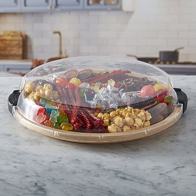 Farberware Build-a-Board 14 in. Round Bamboo Charcuterie Board with Lid