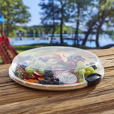 Farberware Build-a-Board 14 in. Round Bamboo Charcuterie Board with Lid