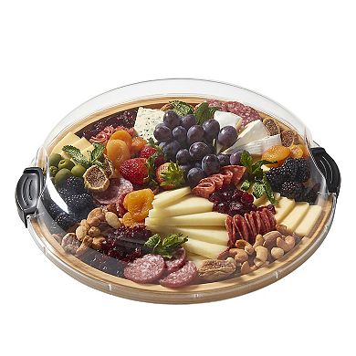 Farberware Build-a-Board 14 in. Round Bamboo Charcuterie Board with Lid