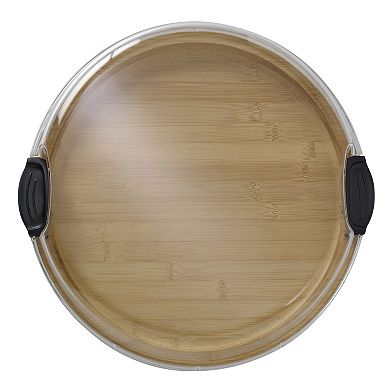 Farberware Build-a-Board 14 in. Round Bamboo Charcuterie Board with Lid