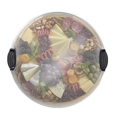 Farberware Build-a-Board 14 in. Round Bamboo Charcuterie Board with Lid