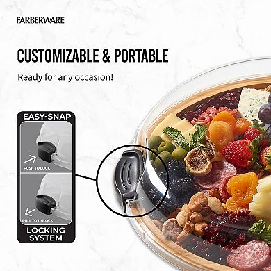 Farberware Build-a-Board 14 in. Round Bamboo Charcuterie Board with Lid