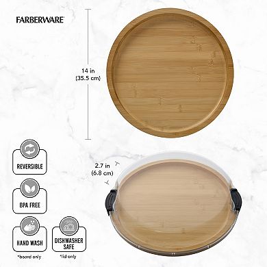 Farberware Build-a-Board 14 in. Round Bamboo Charcuterie Board with Lid