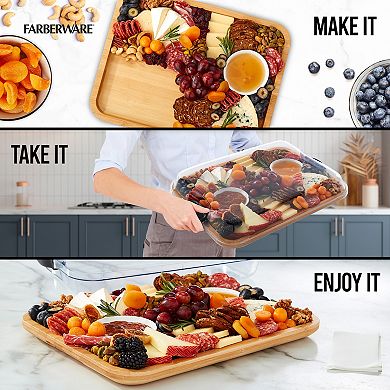 Farberware® Build-A-Board Bamboo Charcuterie Board with Locking Plastic Cutting Board Lid