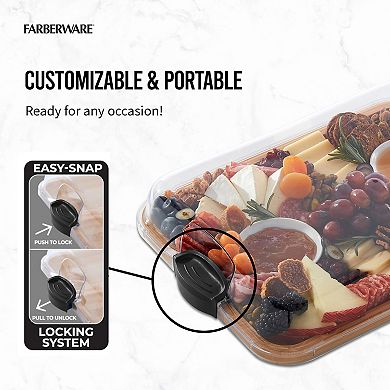 Farberware® Build-A-Board Bamboo Charcuterie Board with Locking Plastic Cutting Board Lid
