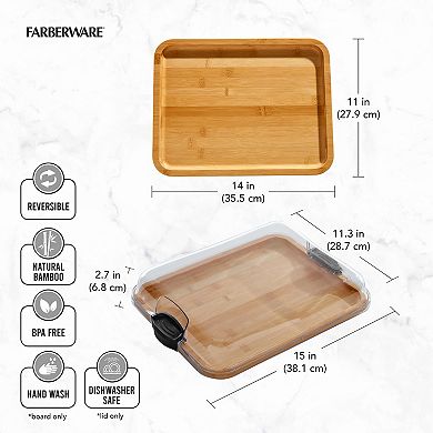 Farberware® Build-A-Board Bamboo Charcuterie Board with Locking Plastic Cutting Board Lid