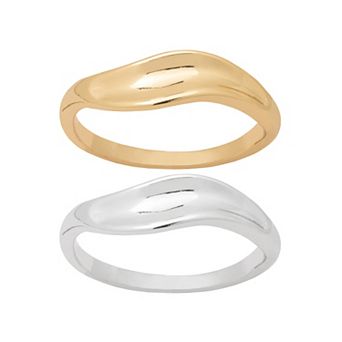 LC Lauren Conrad Two Tone Fluid Metal Stackable Ring Duo Set