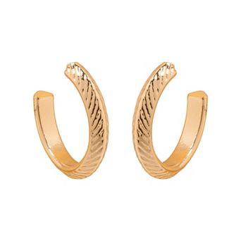 LC Lauren Conrad Gold Tone Etched Hoop Earrings