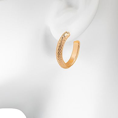 LC Lauren Conrad Gold Tone Etched Hoop Earrings