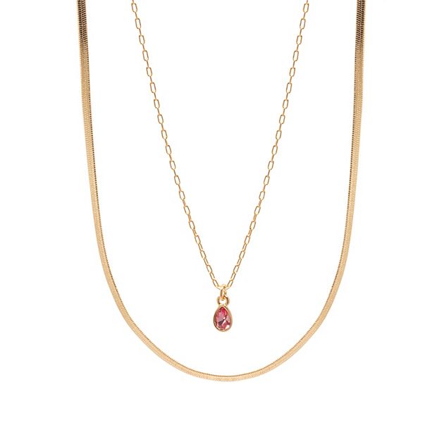 LC Lauren Conrad Gold Tone 2 Row Pendant Necklace
