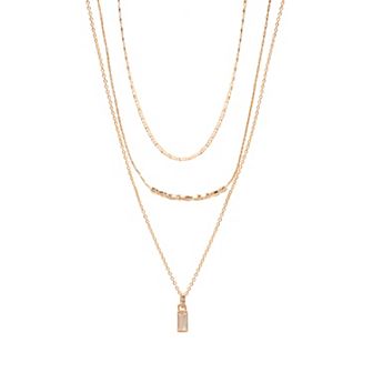 LC Lauren Conrad Gold Tone 3 Row Stone Pendant Necklace